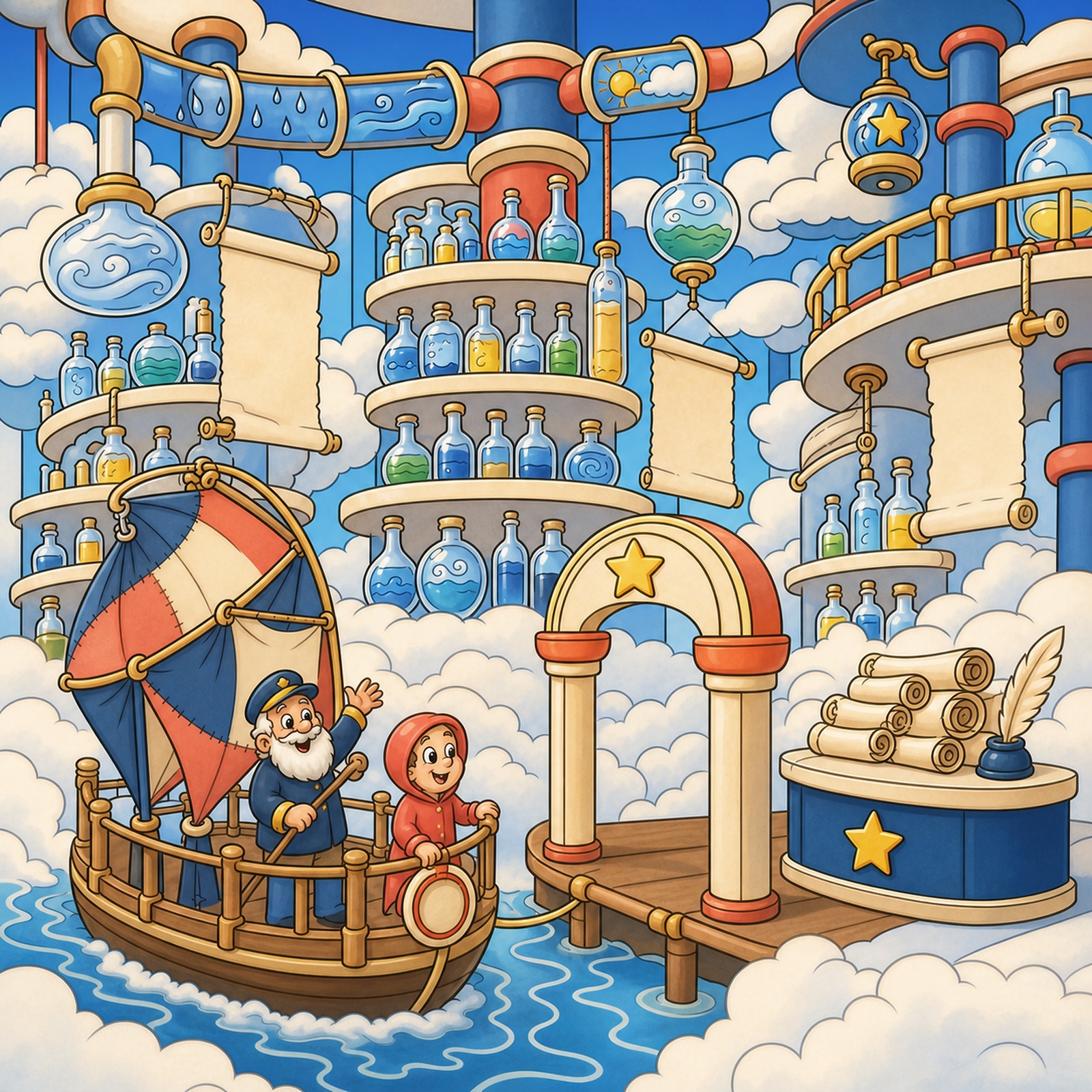 The Umbrella Ferry and the Storm Vault, children’s edition cover art.