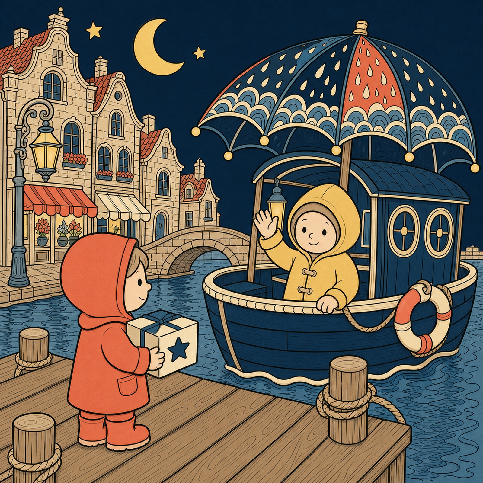Umbrella Ferry After Dark, adult edition cover art.