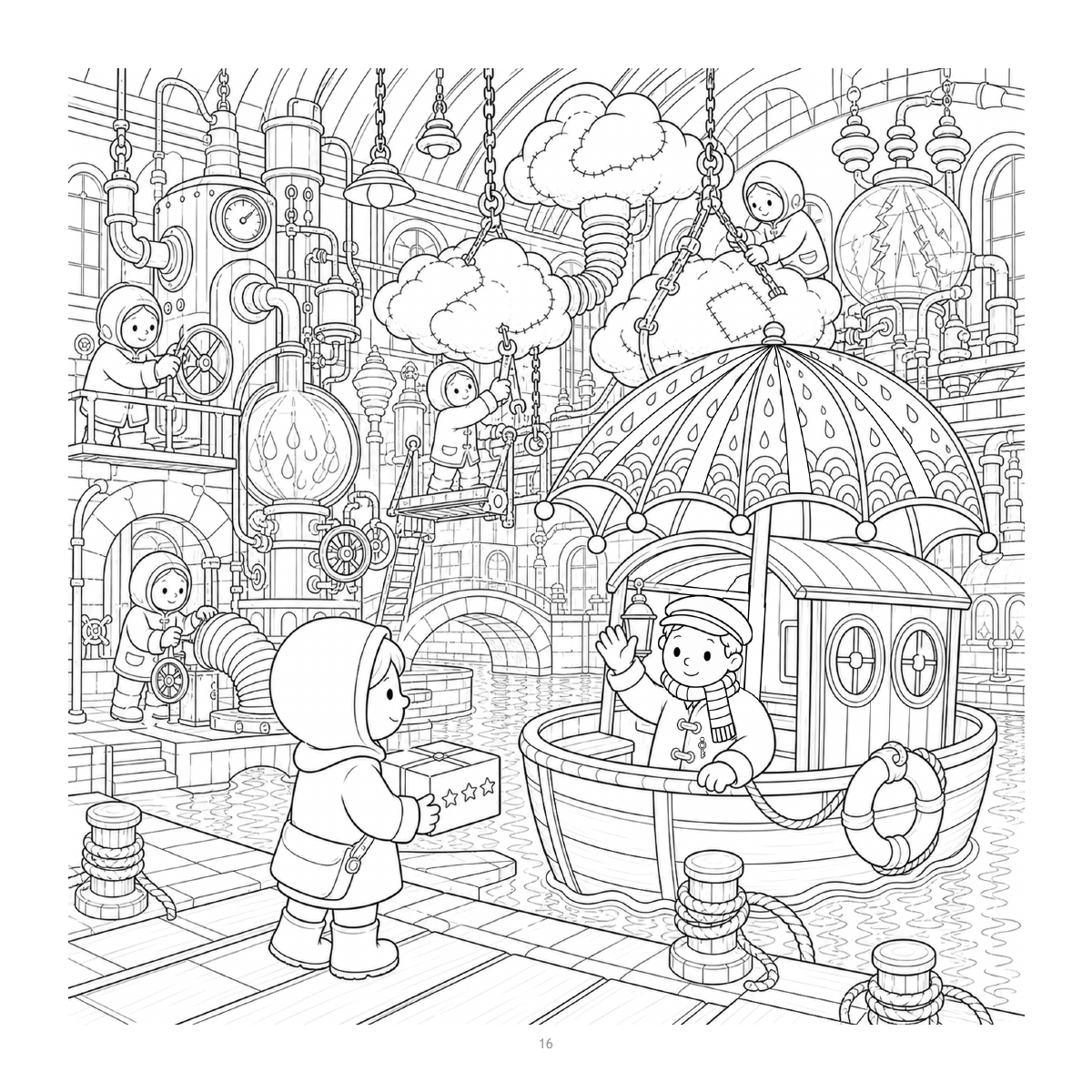 Thunder Workshop — actual facing colouring illustration